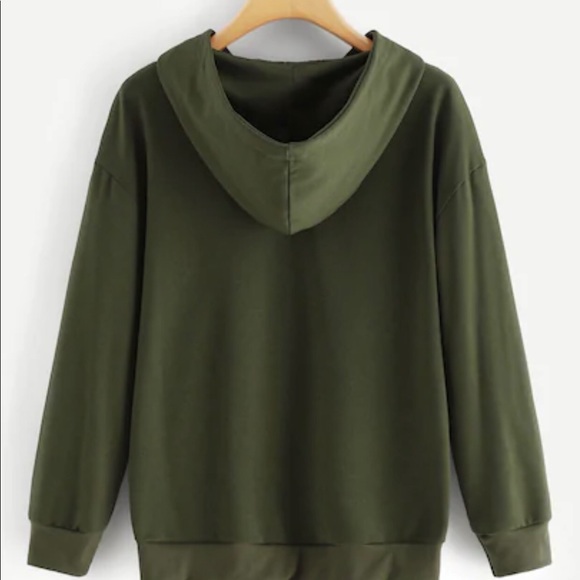 Graphic Flower Child Hoodie Sweater Army Green - Picture 2 of 5